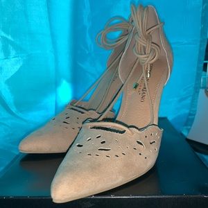 Lace Up Heels - Nude